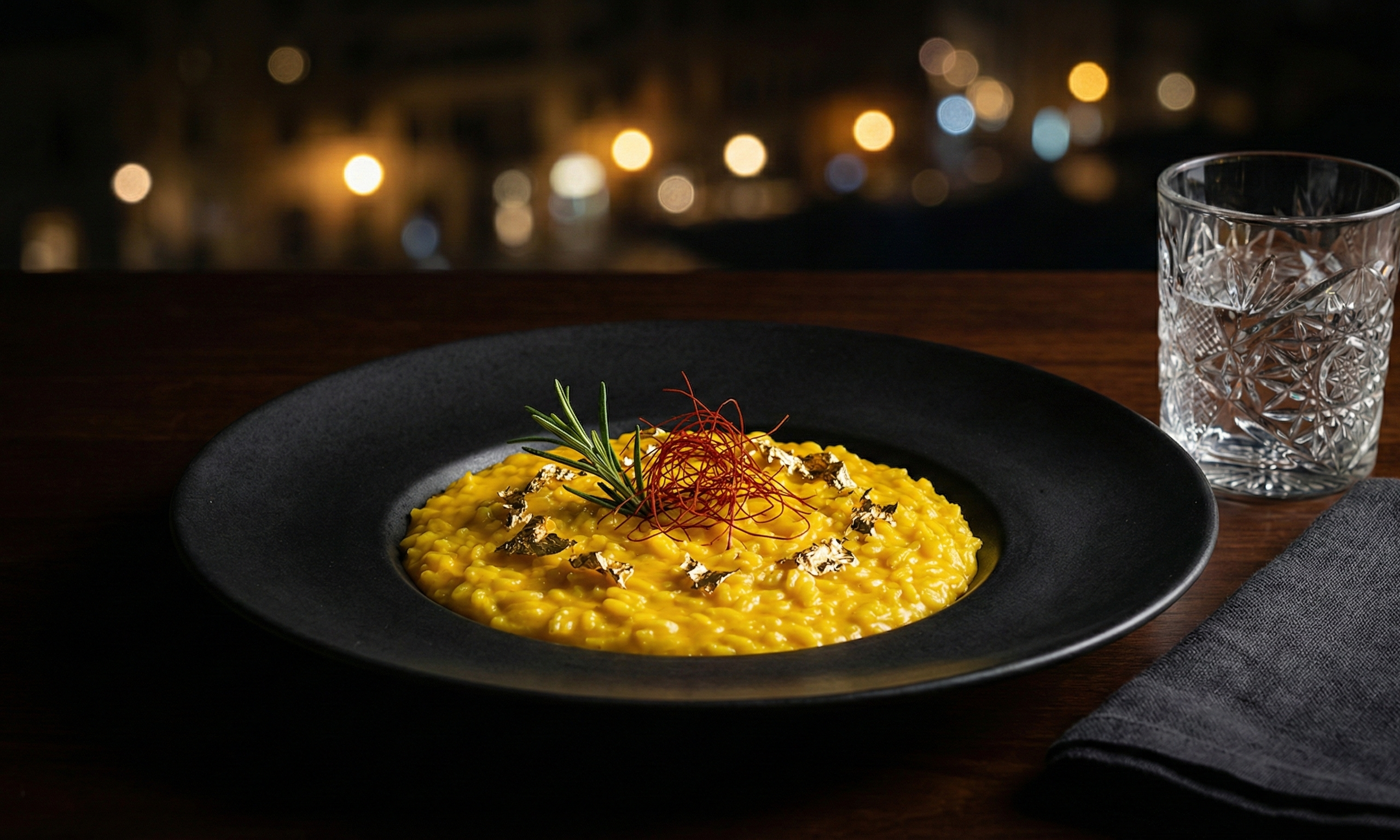 Dettaglio di un piatto gourmet scuro